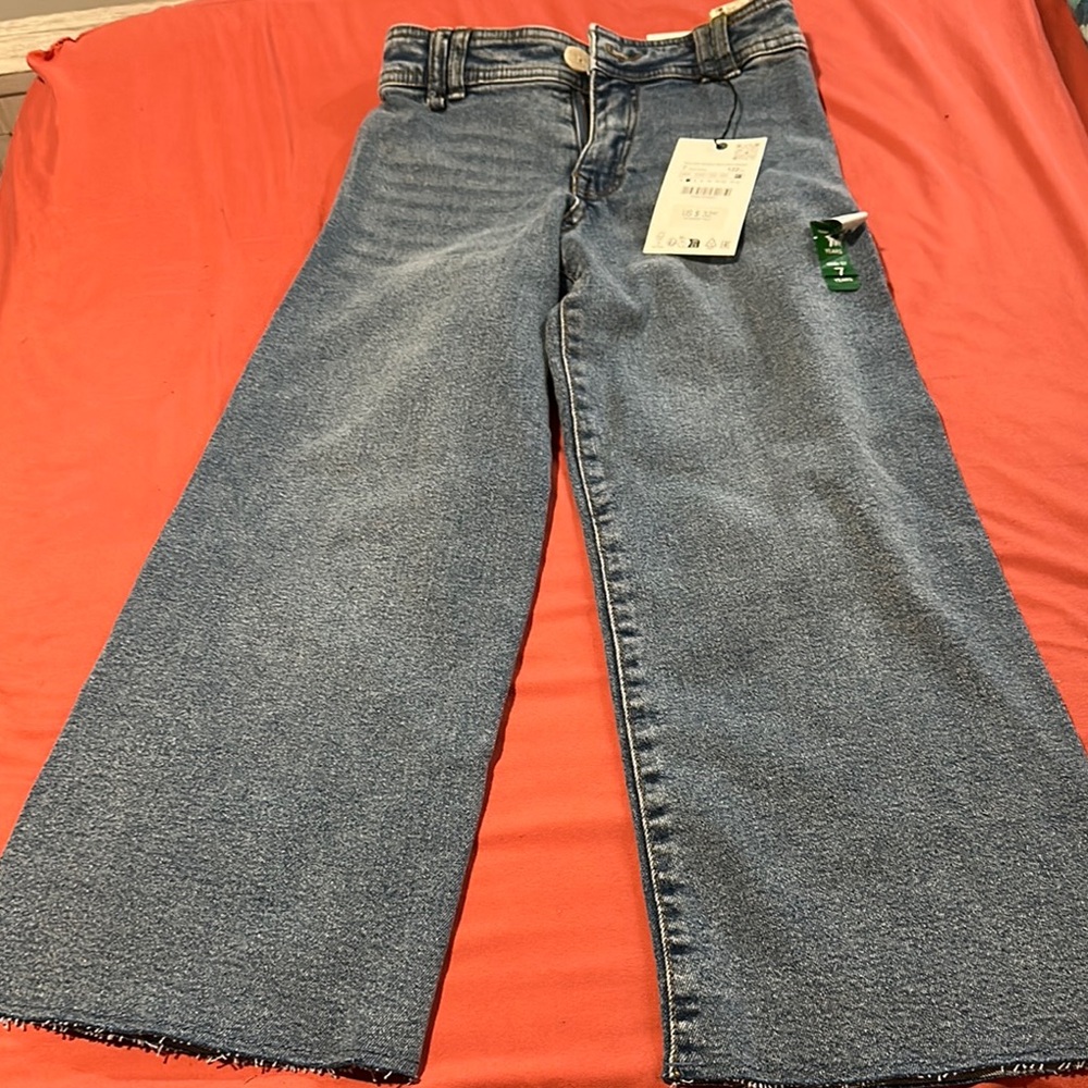 Zara girls Blue Classic Denim Jeans Sz 7 stretchy NWT